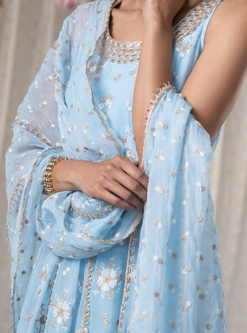 Kesariya Anarkali with Kesariya Pants